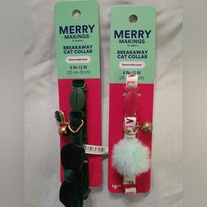 2 Festive Holiday Cat Collars: